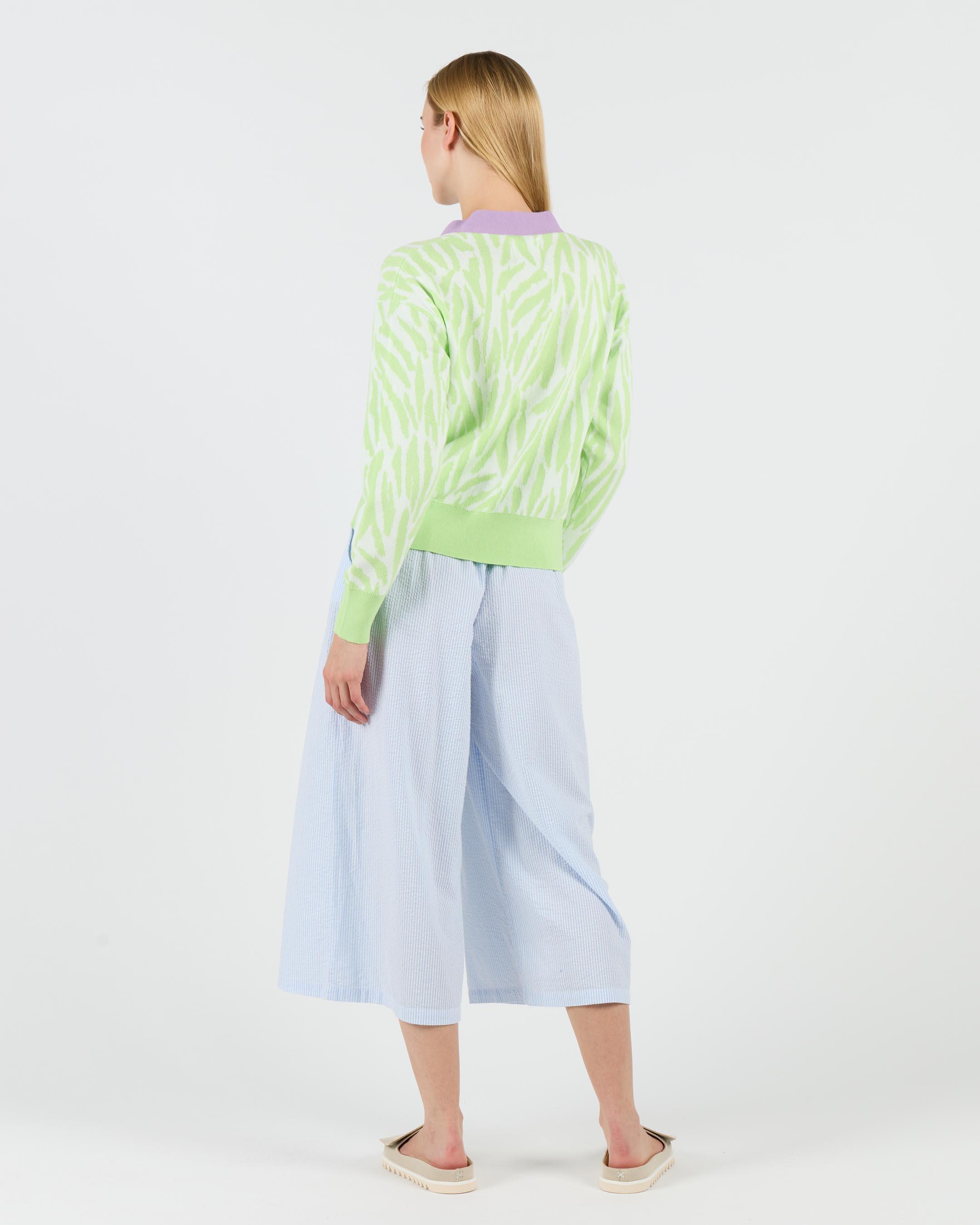 Wemoto Hazel Cotton Jacquard Cardigan Pistacchio Damen Strickjacke grün